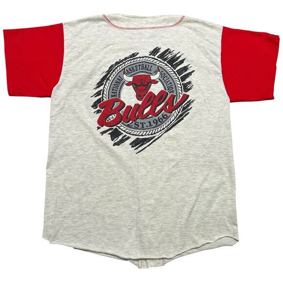 Vintage RARE Chicago Bulls Two Tone Baseball Jersey - Button Front - L - Picture 4 of 10